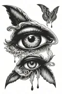 Four angelic or Archangel eye's crying like waterfall tattoo design idea