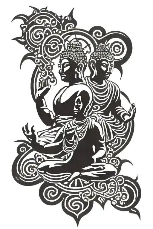 budda and shiv balance of good tattoo design idea