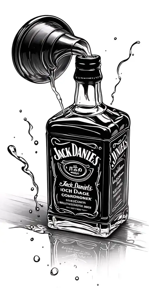 Jack Daniels bottle pouring tattoo design idea