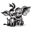 bambi and dumbo hugging each other tattoo design idea