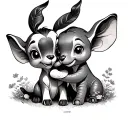 bambi and dumbo hugging each other tattoo design idea