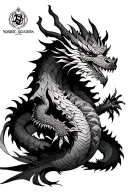 Dragon with a Nordic Guerrero, a samurai y a mediaval tattoo design idea