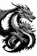 Dragon with a Nordic Guerrero, a samurai y a mediaval tattoo design idea