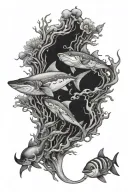 underwater ocean scene tattoo design idea