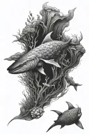 underwater ocean scene tattoo design idea