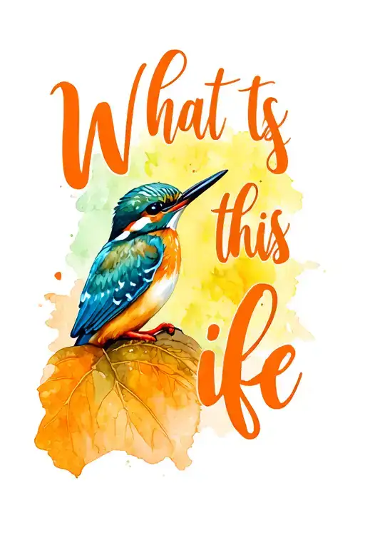 "What is this life " Kingfisher tattoo design idea