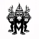 3 WISE MONKEY, BUT REPLACE THE MONKEY WITH ORANGUTAN tattoo design idea