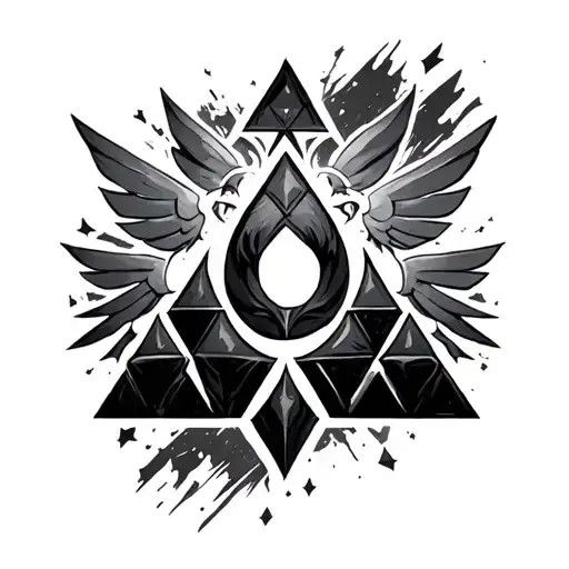zelda triforce with semi colon in the middle tattoo design idea