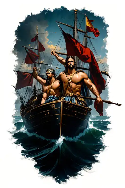 Roman naval battle tattoo design idea