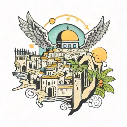 Jerusalem, freedom, Palestine Key tattoo design idea