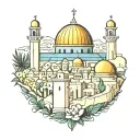Jerusalem, freedom, Palestine Key tattoo design idea