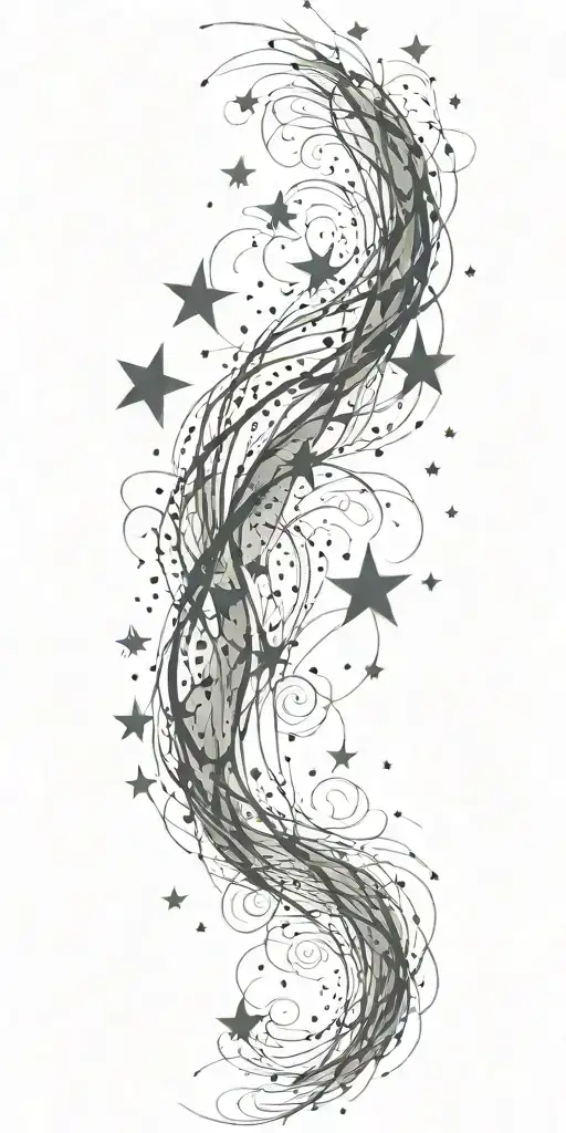 slutty sexy stars swooshing line galaxy  storm tattoo design idea