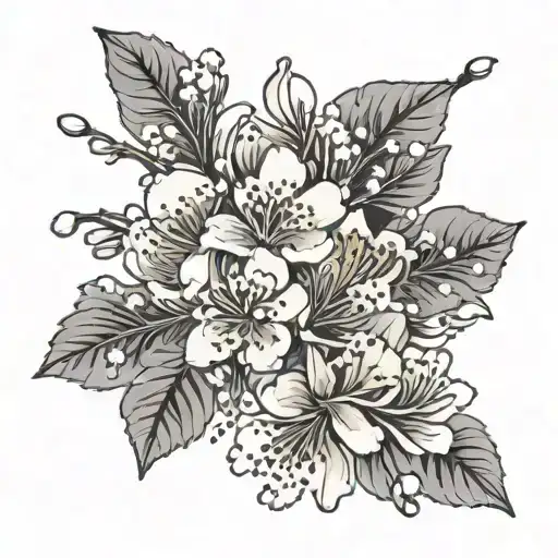 In Japanese style, delicate cherry blossoms with swirling petals as a tattoo on the decolltee from shoulder to shoulder tattoo design idea