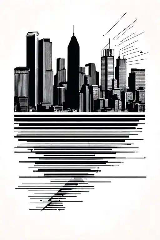 Minimalist lines pittsburgh skyline tattoo design idea
