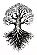 tree roots spreading across tattoo design idea