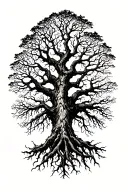 tree roots spreading across tattoo design idea