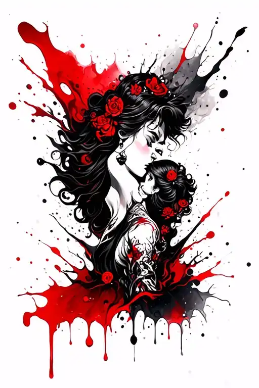 beauty and the beast sleeve ratio in dark fantasy style tattoo design idea