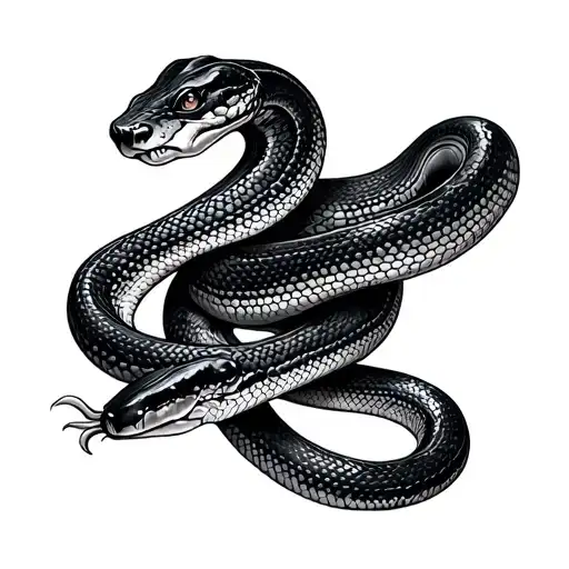 gray black snake right oblique sensual style tattoo design idea