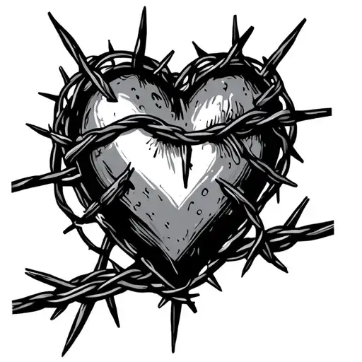 heart in barbed wire  tattoo design idea