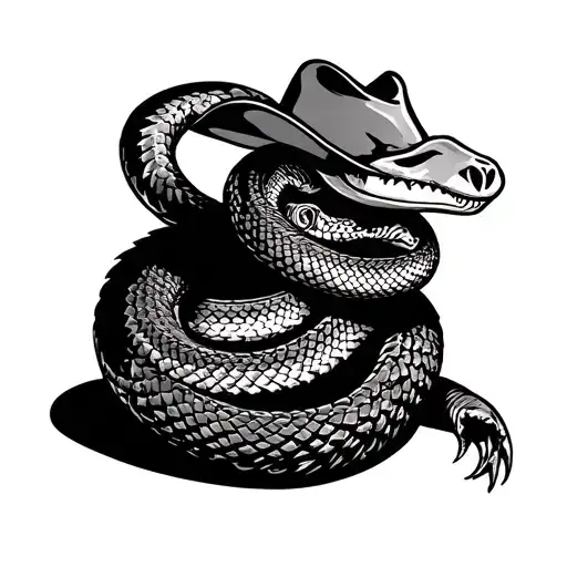 Texas rattle snake armadillo cowboy tattoo design idea