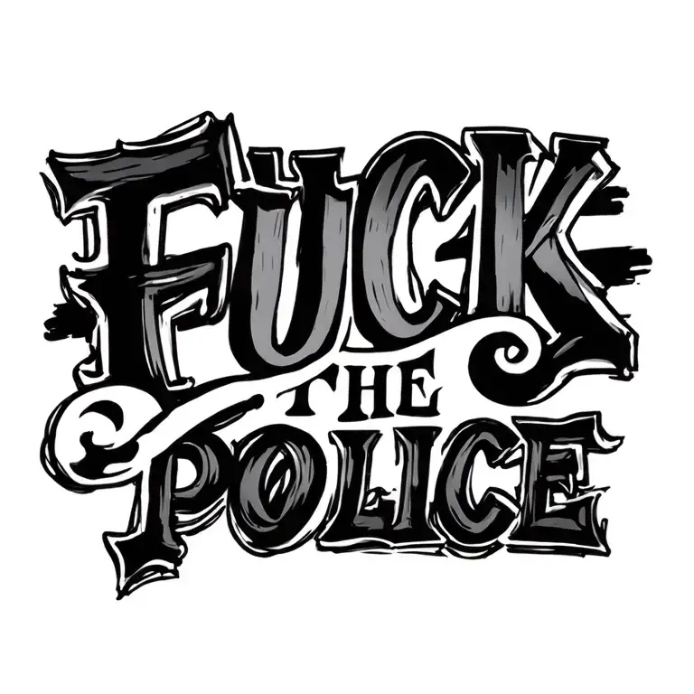 "Fuck the police" lettering tattoo design idea
