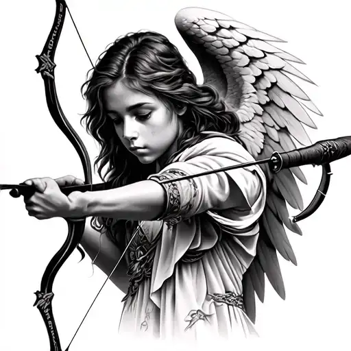 angel shooting bow and arrow design tattoo design idea