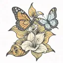 calla lilly flower with monarch butterfly tattoo design idea