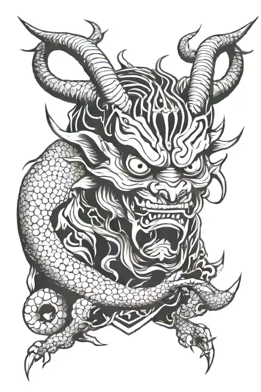Japanese devil tattoo design idea