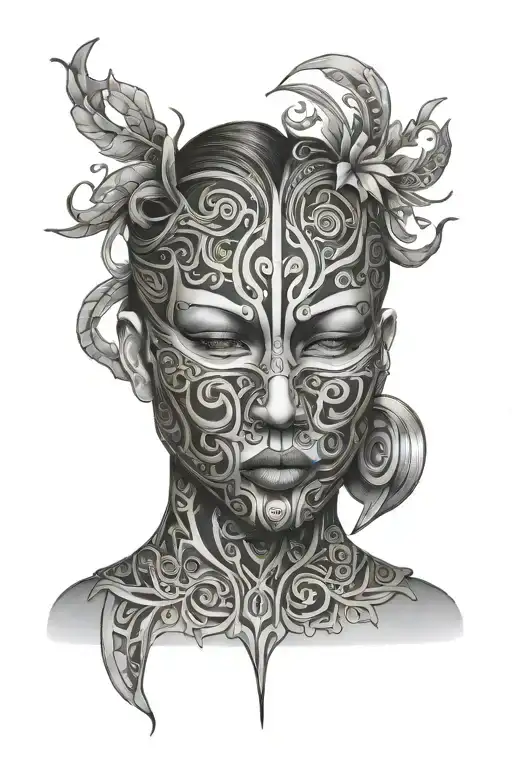 connect mask tattoo design idea