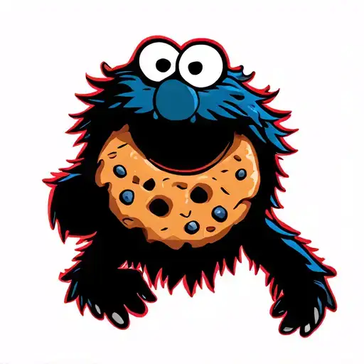 Cookie Monster with an anchor cross tattoo design idea
