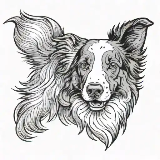 border collie outline tattoo design idea