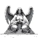  angels kneeling at the steps of hevan tattoo design idea