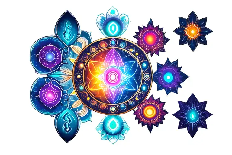 chakra symbols tattoo design idea
