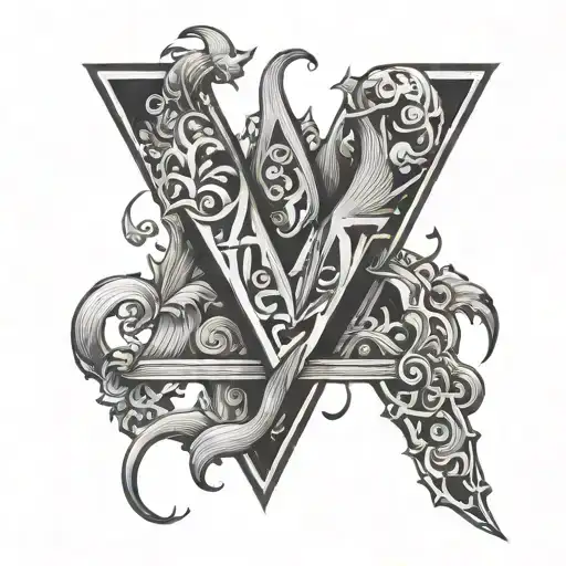 minimal drawing with letters m,s,v,l,d tattoo design idea