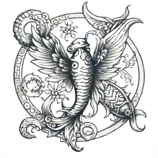 a single small tattoo with the pisces, virgo, gemini, and cancer zodiac signs in it tattoo design idea