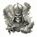 lich behind clouds surrounding tattoo design idea