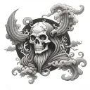 lich behind clouds surrounding tattoo design idea