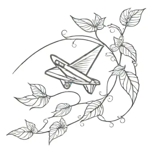 paper plane and vine tattoo tattoo design idea