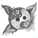 A tattoo design of a ying yang symbol with intricate patterns representing the different roles and responsibilities of a father, creating a unique and meaningful design tattoo design idea