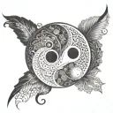A tattoo design of a ying yang symbol with intricate patterns representing the different roles and responsibilities of a father, creating a unique and meaningful design tattoo design idea