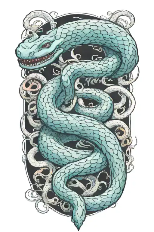 tsunami of snakes tattoo design idea