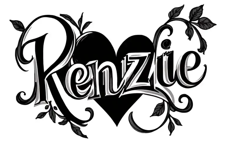 "Kenzie" heart intertwined tattoo design idea
