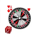 queen of hearts card with pair of dice rolling and with half of roulette wheel tattoo design idea