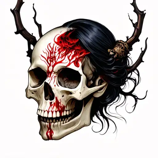 hell with evik women skulls bones tattoo design idea