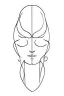 Using a single line create a Gemini tattoo of 2 faces looking opposite directions with one placed above the other. tattoo design idea