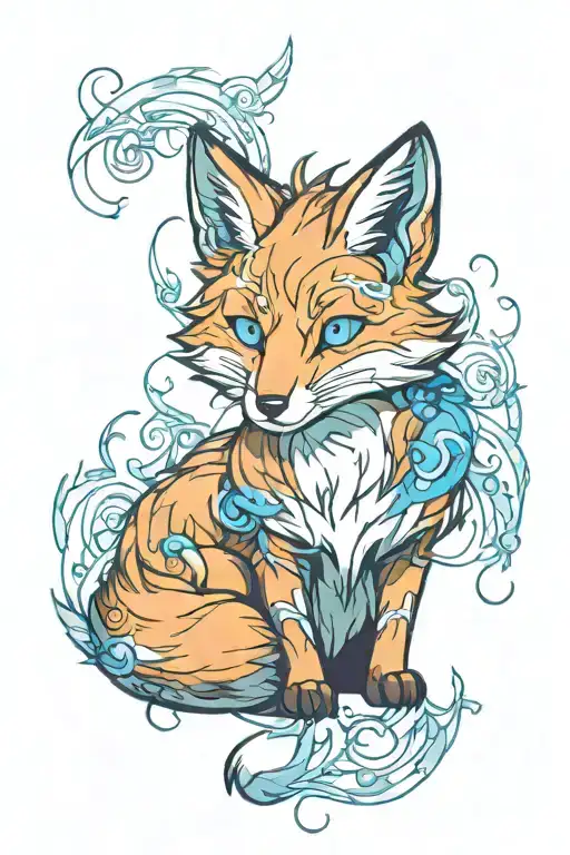 Fox with glowing blue eyes tattoo design idea