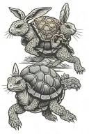 tortoise and hare running tattoo design idea