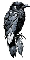 Crow, compass, feather tattoo design idea