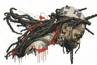 rapper with short half white half black dreads his name is Ken Carson  tattoo design idea