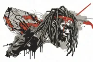 rapper with short half white half black dreads his name is Ken Carson  tattoo design idea